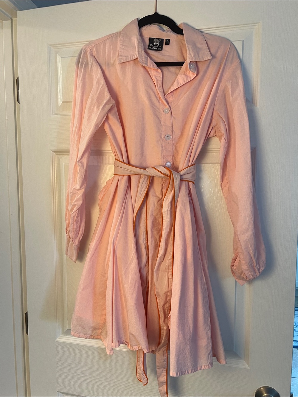 Light Pink Shirt Dress with Tie Waist